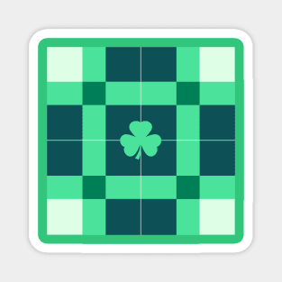 St patricks irish plaid, shamrock pattern green background Magnet