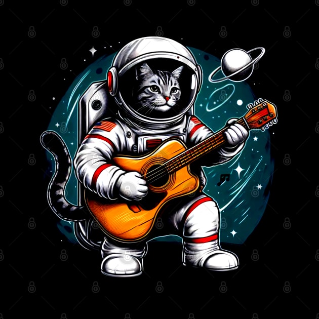 Cat astronot Playing Guitar style Slowrock by zairawasimun