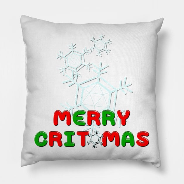 Merry Crit-Mas Snowfall Color Decore ( Dungeons and Dragons / DnD Inspired ) Pillow by Red Jacket