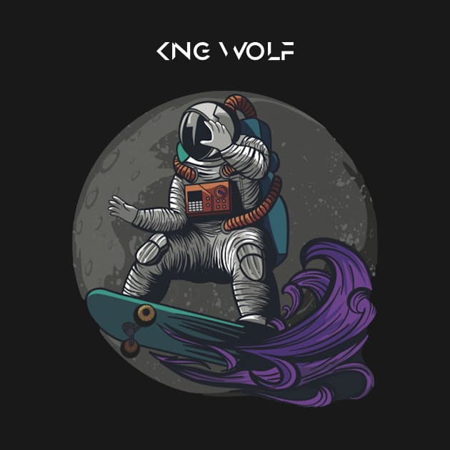 Astronaut Skateboarding T-shirt By KingWolf T-shirt by KingWolf