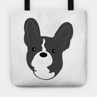 FRENCHIE French Bulldog Pattern in White Fun Frenchies Paw Prints and Bone Print Tote