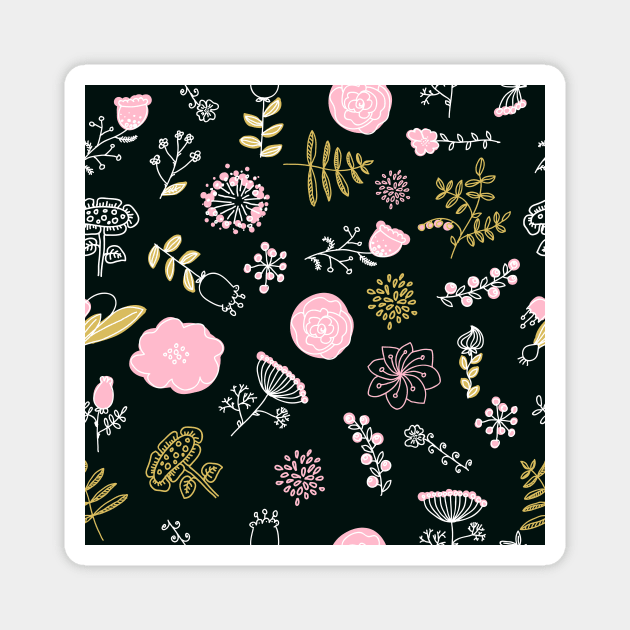 Elegance Seamless pattern with flowers Magnet by Olga Berlet