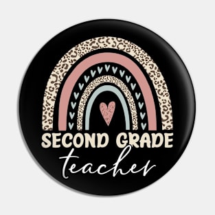 Leopard Pattern Second Grade Teacher Pin