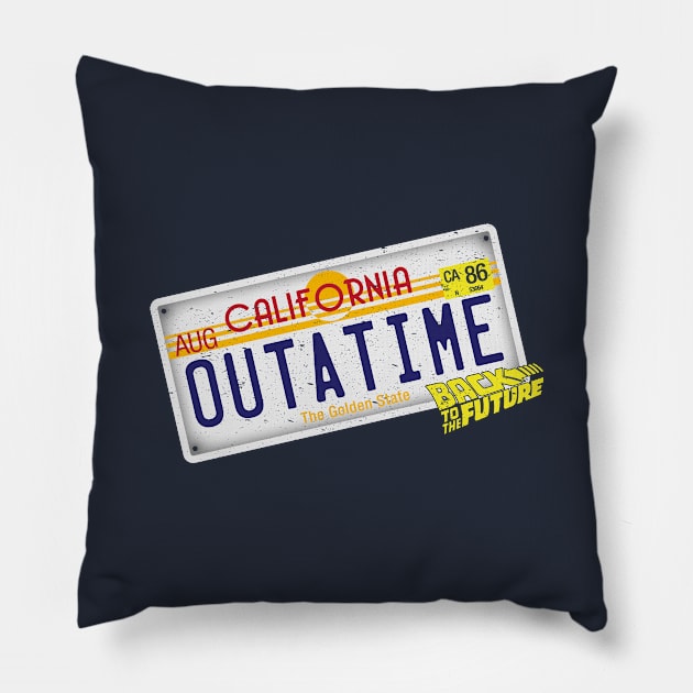 Back To The Future Outatime License Plate Pillow by Rebus28