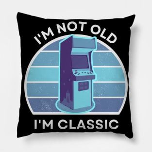 I'm not old, I'm Classic | Arcade | Retro Hardware | Vintage Sunset | '80s '90s Video Gaming Pillow