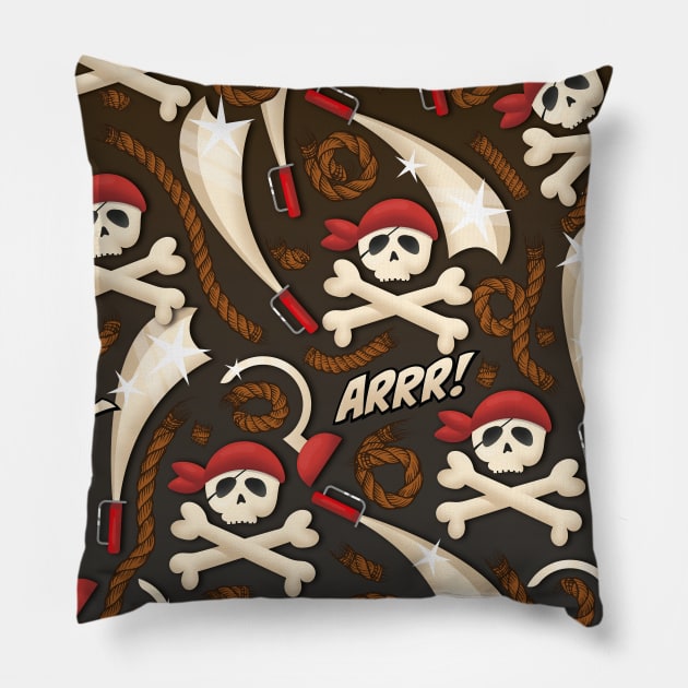 Pirate cartoon pattern Pillow by nickemporium1