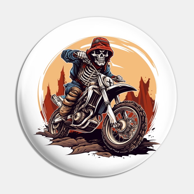 Skeleton Riding Dirt Bike Pin by Hobbybox