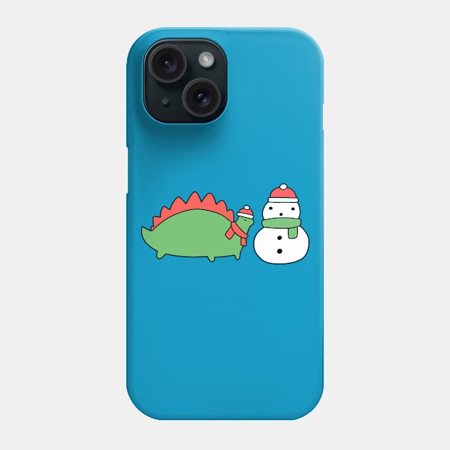 Stegosaurus and Snowman Phone Case by saradaboru