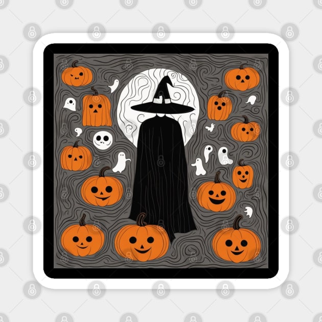 Colorful Cartoon Pattern Halloween Design Magnet by tearbytea