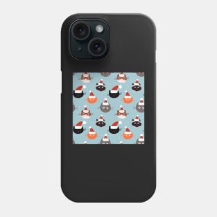 Cats in Santa Hats on Blue Phone Case