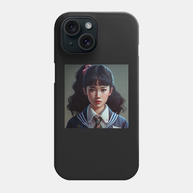 Japanese Teenage Girl Student 80's Style Phone Case by unrealartwork