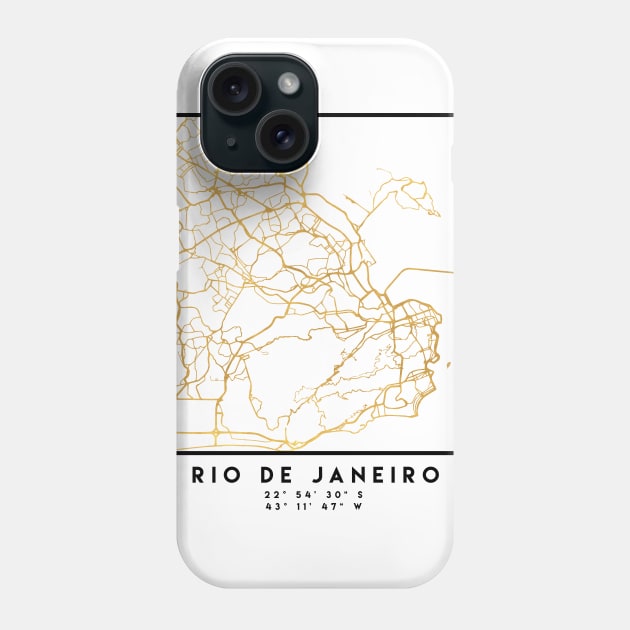 RIO DE JANEIRO BRAZIL CITY STREET MAP ART Phone Case by deificusArt