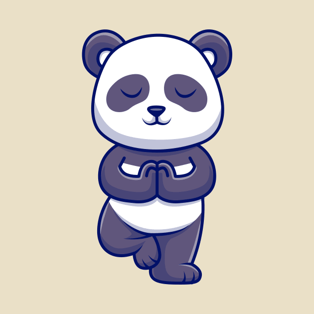 Cute Panda Meditating Yoga Cartoon by Catalyst Labs