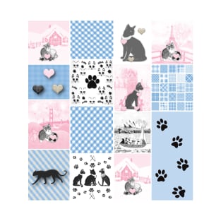 Cat Lovers Patchwork Pattern T-Shirt