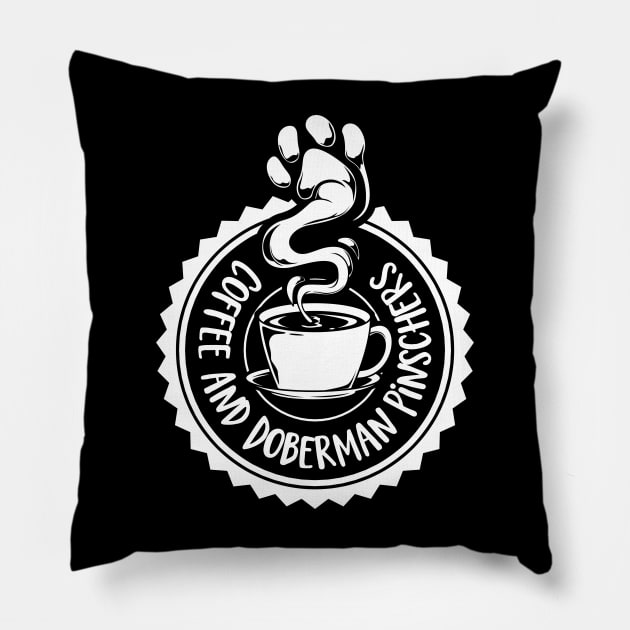 Coffee and Doberman Pinschers - Doberman Pinscher Pillow by Modern Medieval Design