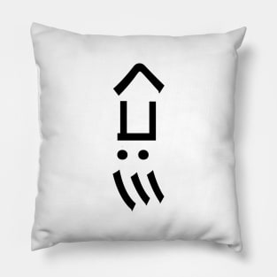 Squid Emoticon くコ:彡 Japanese Kaomoji Pillow