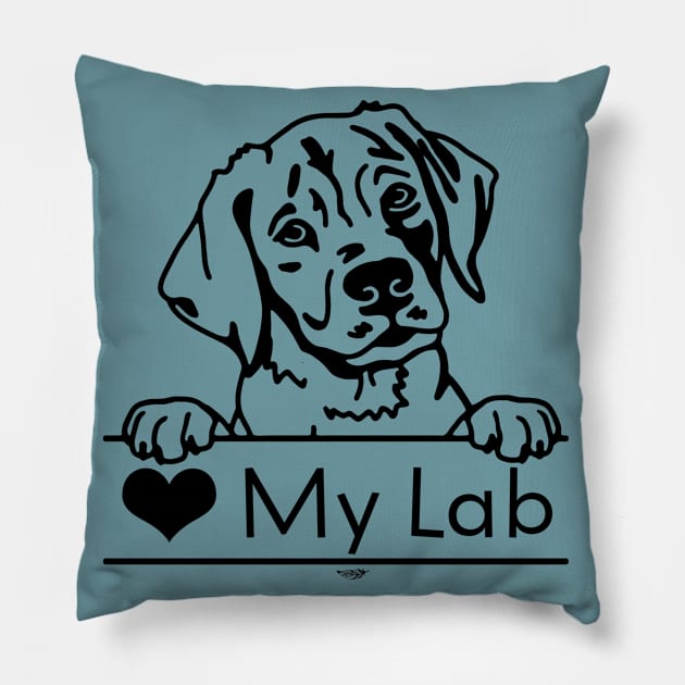 Heart My Lab, Labrador Retriever Design Pillow by FreeSpiritMeg