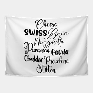 Cheeses in Dark Font Tapestry