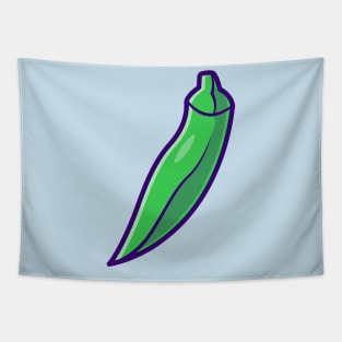 Okra Vegetable Cartoon Tapestry