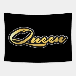 Shiny black and Gold QUEEN word ver6 Tapestry