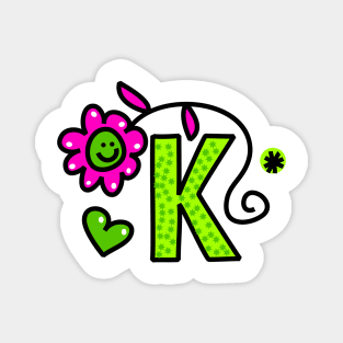 Letter K abc monogram hand drawn colorful alphabet Magnet