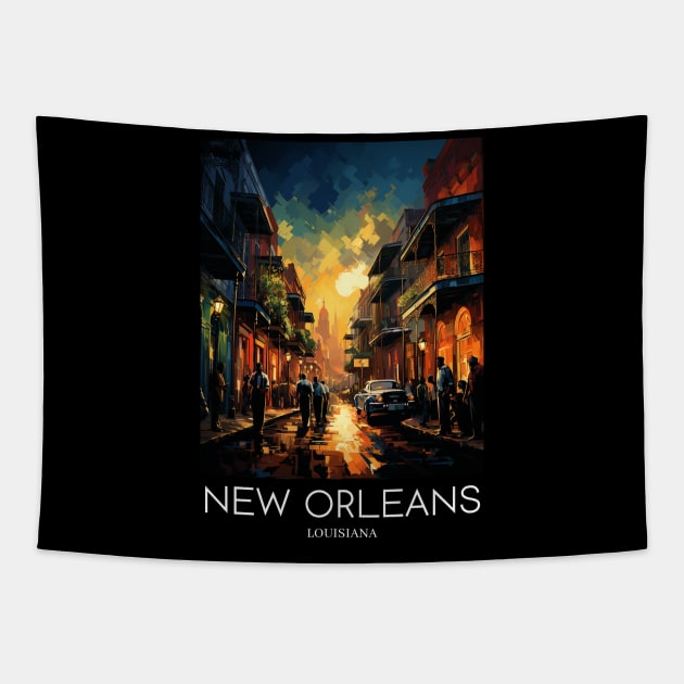 A Pop Art Travel Print of New Orleans - Louisiana - US Tapestry by Studio Red Koala