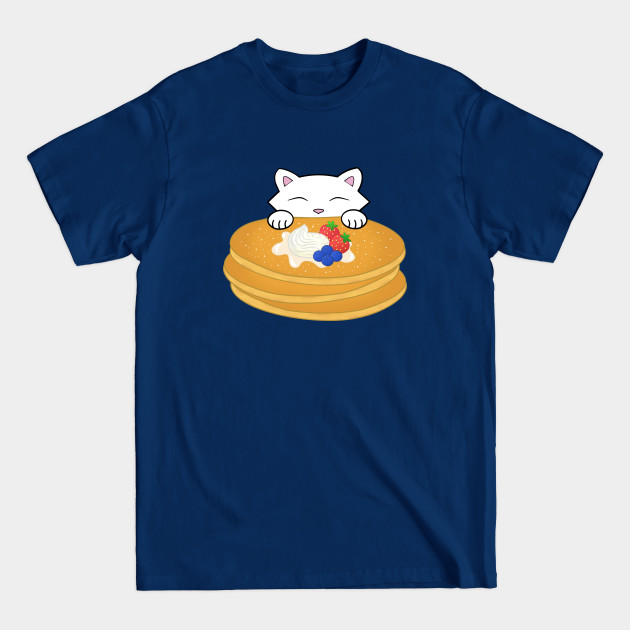 Discover Cat eating pancakes with cream - Cream - T-Shirt