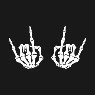 Halloween Skeleton Hands Devil Horns Rock T-Shirt T-Shirt