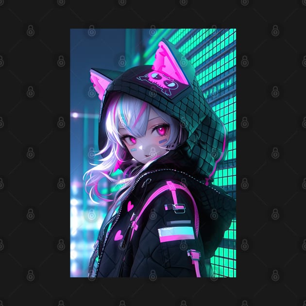 Neko anime girl by obstinator