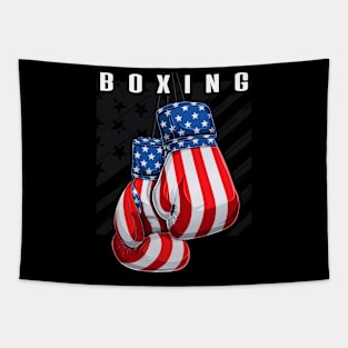 Boxing USA American Flag Boxing Gloves Tapestry