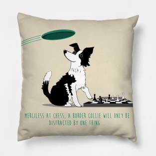 Border Collie playing chess Pillow