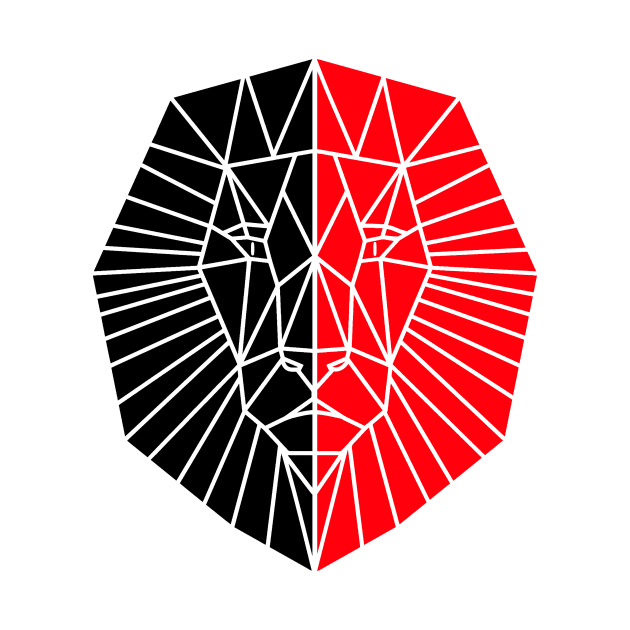 GEOMETRIC Animal Black And Red Lion Head by SartorisArt1