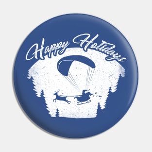 Happy Holidays - Paragliding Santa - Night Sky Pin