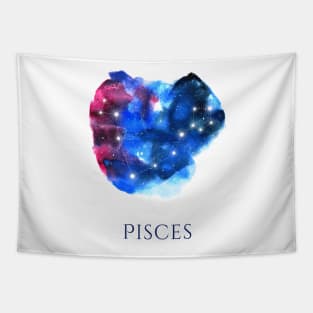 Pisces Zodiac Sign - Watercolor Star Constellation Tapestry