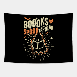 Books Are Spooktacular Teacher Halloween Ghost Book Lover Tapestry