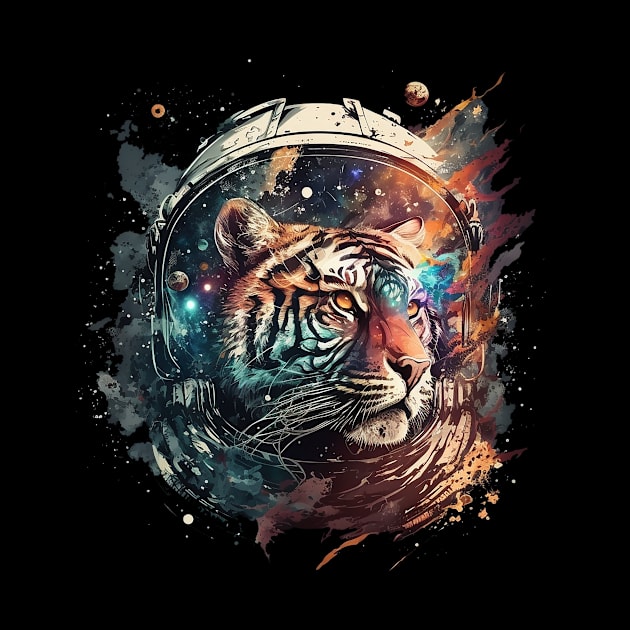 space tiger by a cat cooking