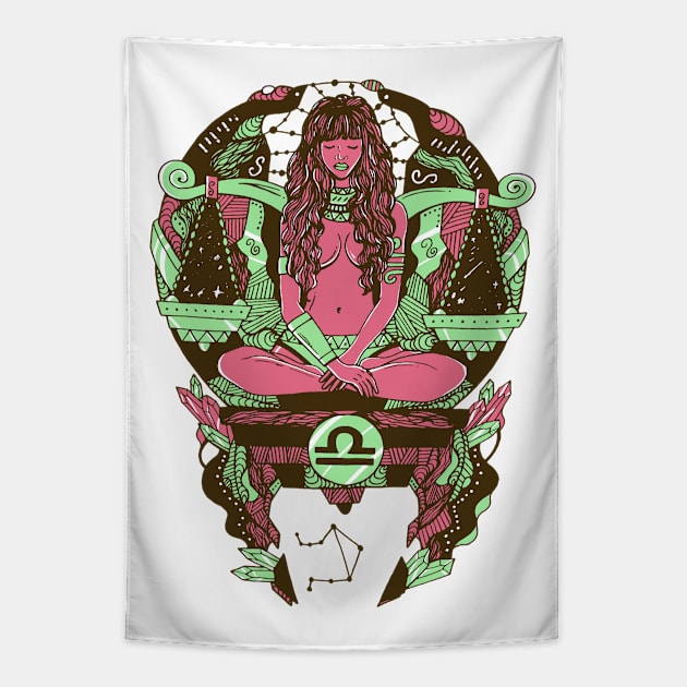 Pink and Mint Libra Beauty Tapestry by kenallouis