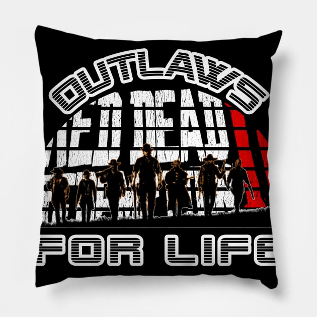 Red Dead Redemption 2 Tee Shirt Outlaws 4 Life Gift Ideas Fan Art Pillow by MIRgallery