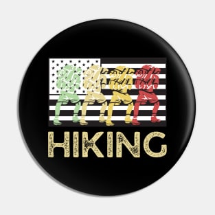 Hiking Team Vintage American Flag Pin