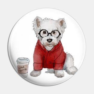 Hipster  Westie Pin