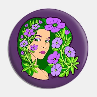 Violets and a Green Lady Pin