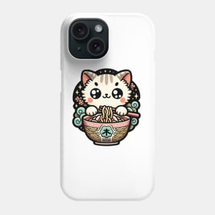 kawaii vintage style japanese ramen cat Phone Case