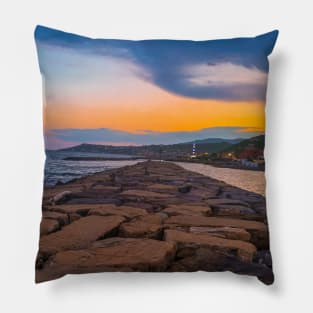 Summer Sunset Sea Rocks Italy Pillow