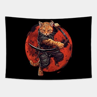 Cat Ninja Mastery Stealthy Guardian Tapestry