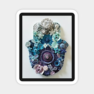 Printed Paper quilling Art. Handmade hamsa. Jewish art Magnet