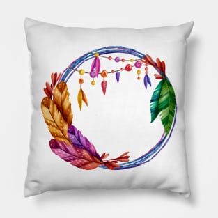 Watercolor Boho Frame Painted Pillow