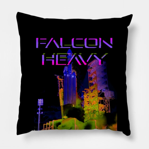 Falcon-Heavy Rock-and-Roll-Purple-Orange-Skunk RocketStar Design Pillow by MBASVCS