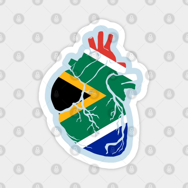 Anatomical heart design, South Africa flag Magnet by Bun Art Store