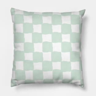 small checkered mint, Checkerboard Check Checkered, small checks, pastel green, cream and mint, western, prairie, aesthetic, retro, vintage, cowgirl Pillow