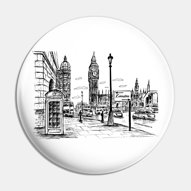London Telephone Boot Pin by TeesAndTheCities